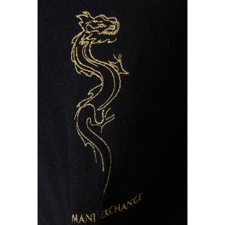 Armani Exchange - Dragon Embroidery Pullover in Cotton Black