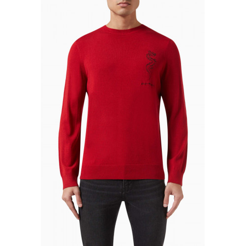 Armani Exchange - Dragon Embroidery Pullover in Cotton Red