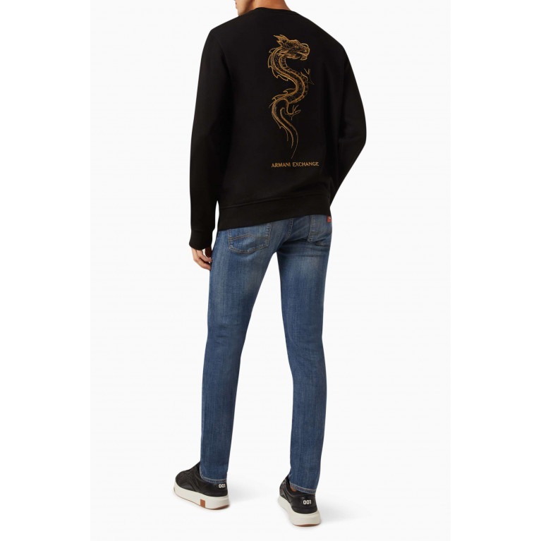 Armani Exchange - Dragon Embroidery Sweatshirt in Jersey Black