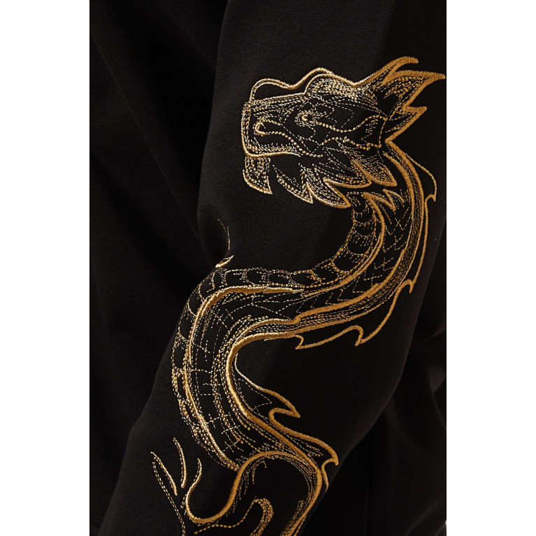 Armani Exchange - Dragon Embroidery Hoodie in Cotton Fleece Black