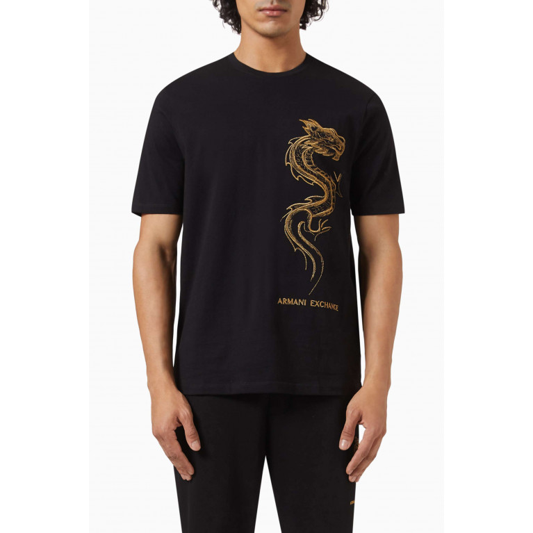 Armani Exchange - AX Logo Letter T-Shirt in Cotton Black
