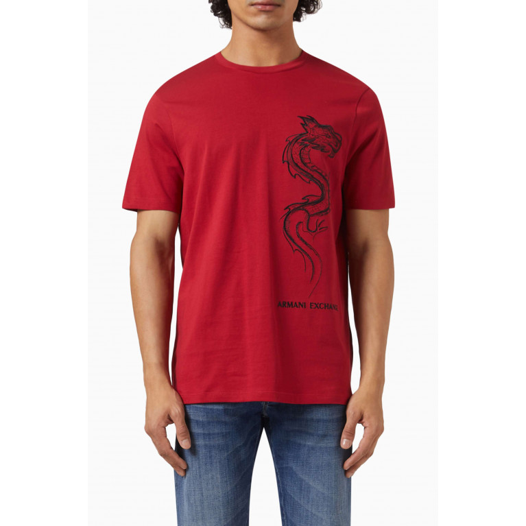 Armani Exchange - AX Logo Letter T-Shirt in Cotton Red
