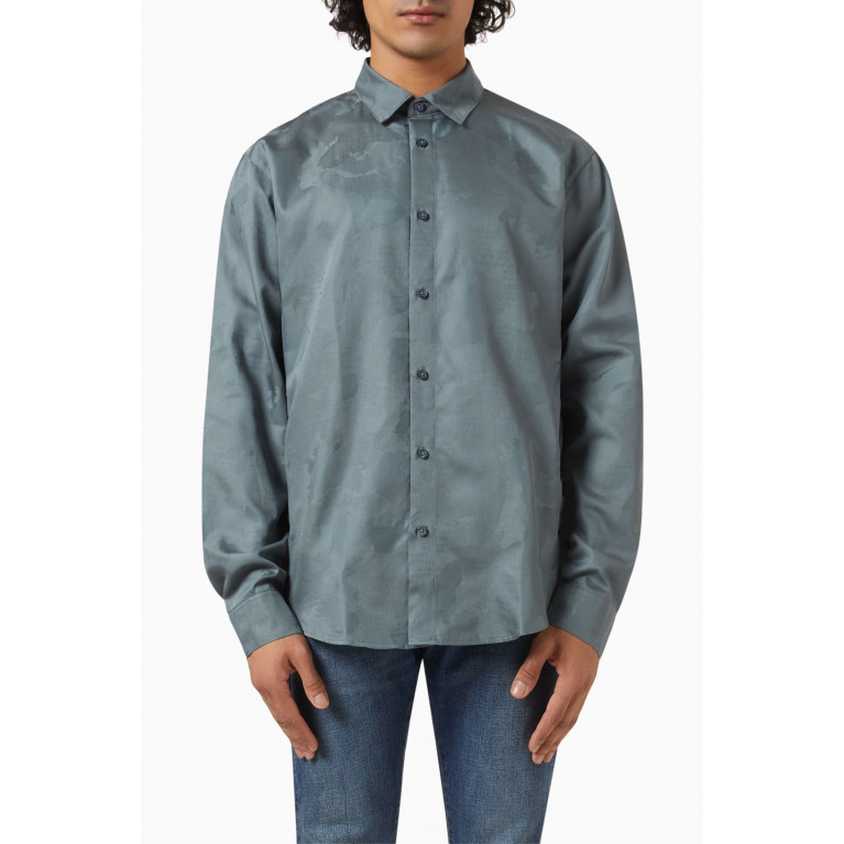 Armani Exchange - Casual Shirt in Cotton Jacquard Green
