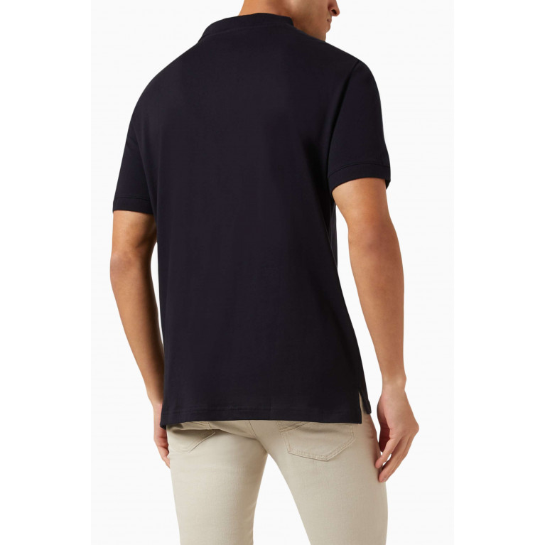 Armani Exchange - Logo Polo Shirt in Cotton Piqué Blue