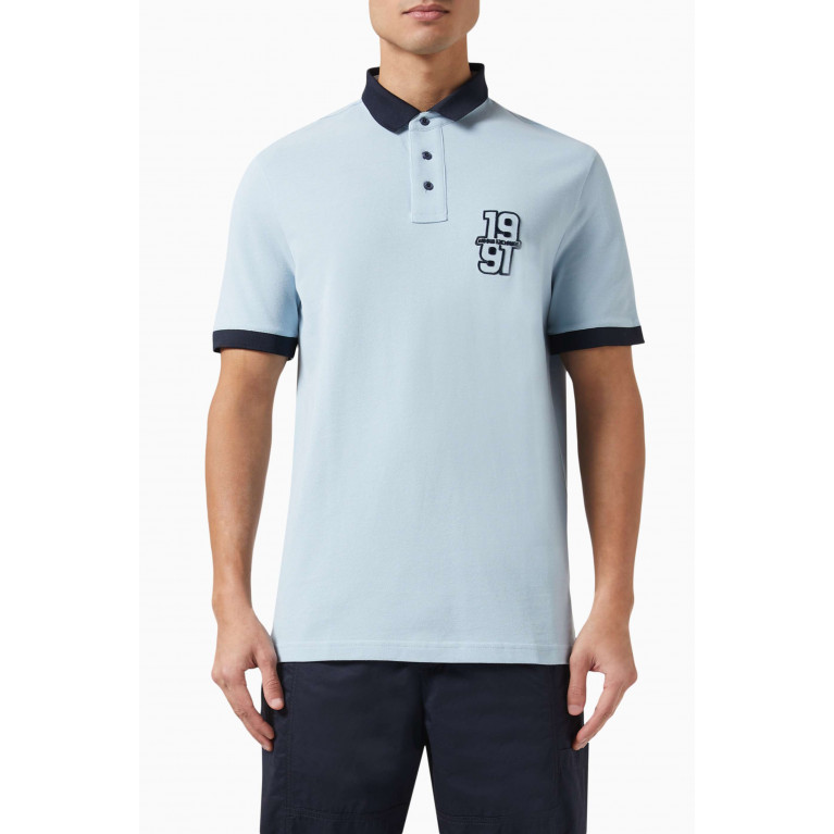 Armani Exchange - AE Logo Polo Shirt in Cotton Piqué Blue