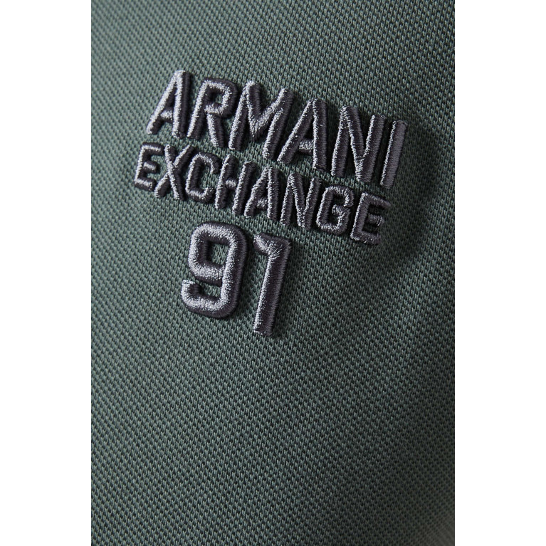 Armani Exchange - AE Logo Polo Shirt in Cotton Piqué Green