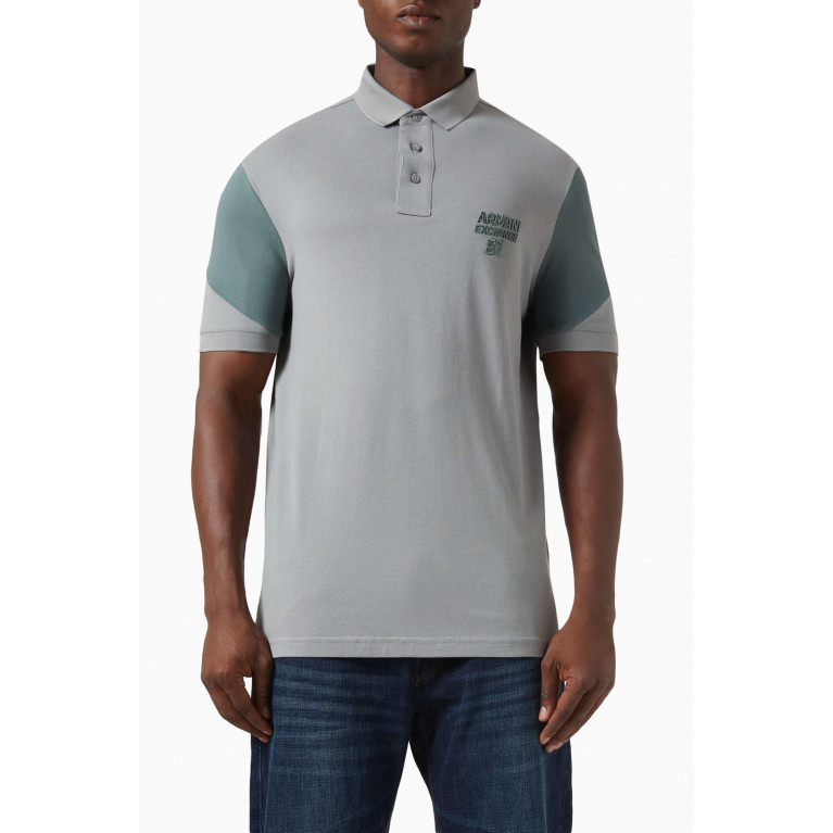 Armani Exchange - AE Logo Polo Shirt in Cotton Piqué Grey