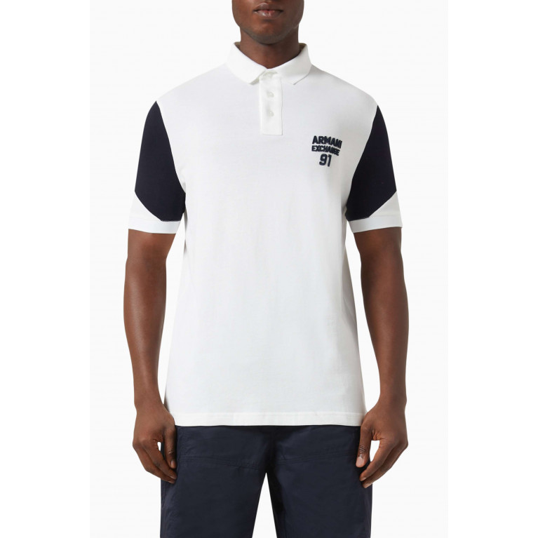 Armani Exchange - AE Logo Polo Shirt in Cotton Piqué Neutral