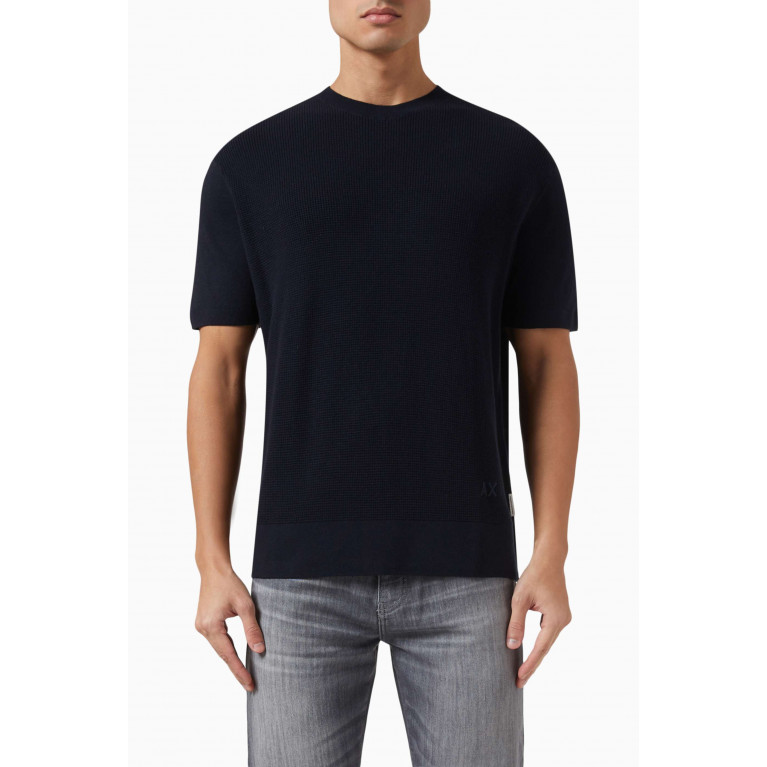 Armani Exchange - Short-sleeve Pullover in Cotton Blue