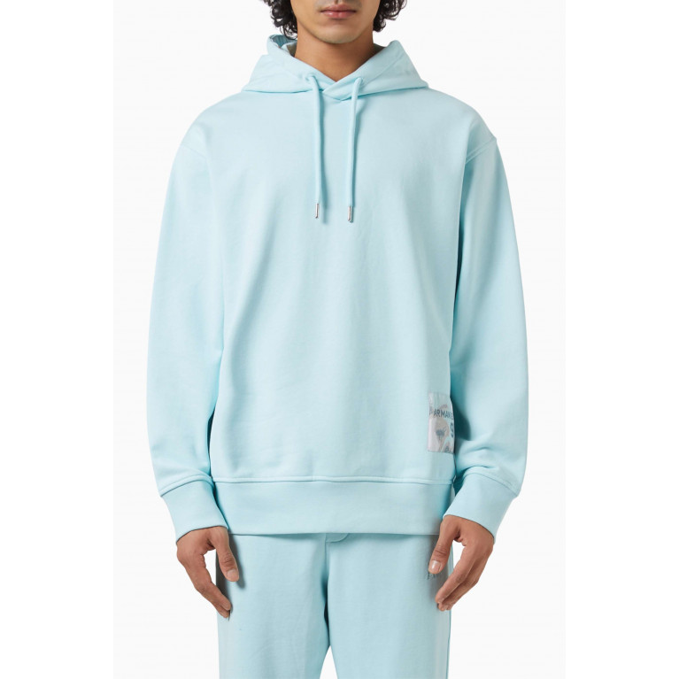 Armani Exchange - Logo Patch Sweatshirt Hoodie in Cotton Jersey Blue