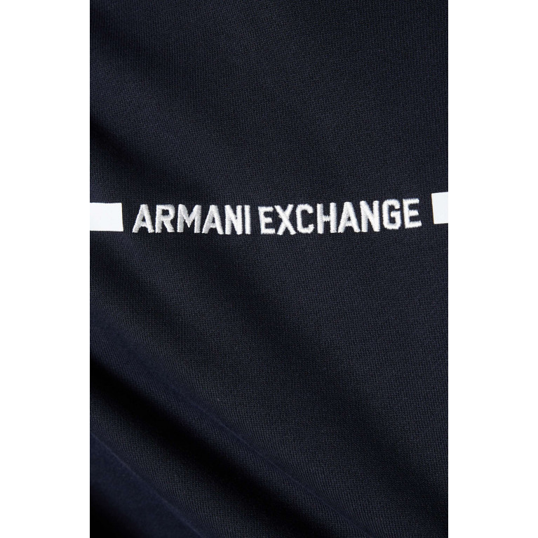 Armani Exchange - AE Logo Sweatshirt Hoodie in Cotton Fleece Blue