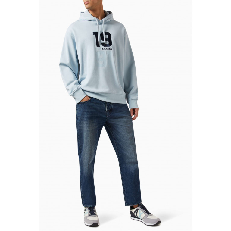 Armani Exchange - Logo Sweatshirt Hoodie in Cotton Fleece Blue