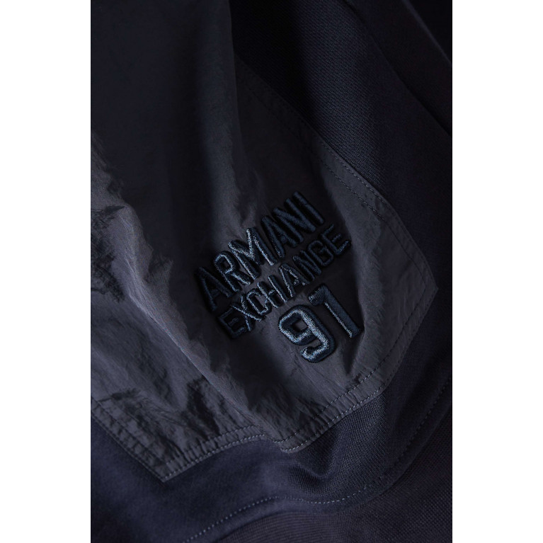 Armani Exchange - Logo Hoodie in Cotton Fleece Blue