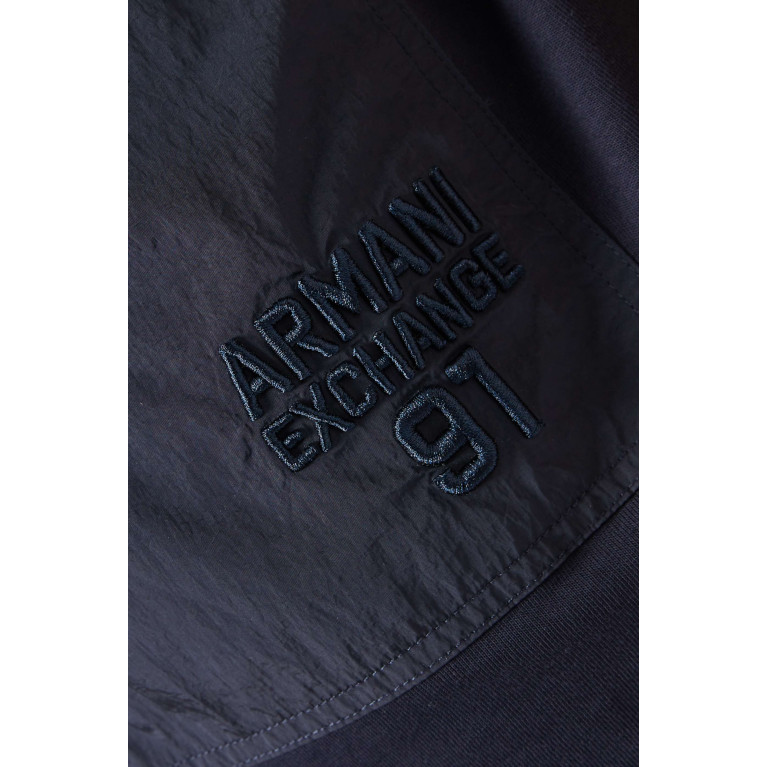 Armani Exchange - Short-sleeve Sweatshirt Hoodie in Jersey Blue