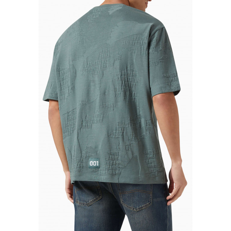 Armani Exchange - All-over Logo T-Shirt in Cotton Jersey Green