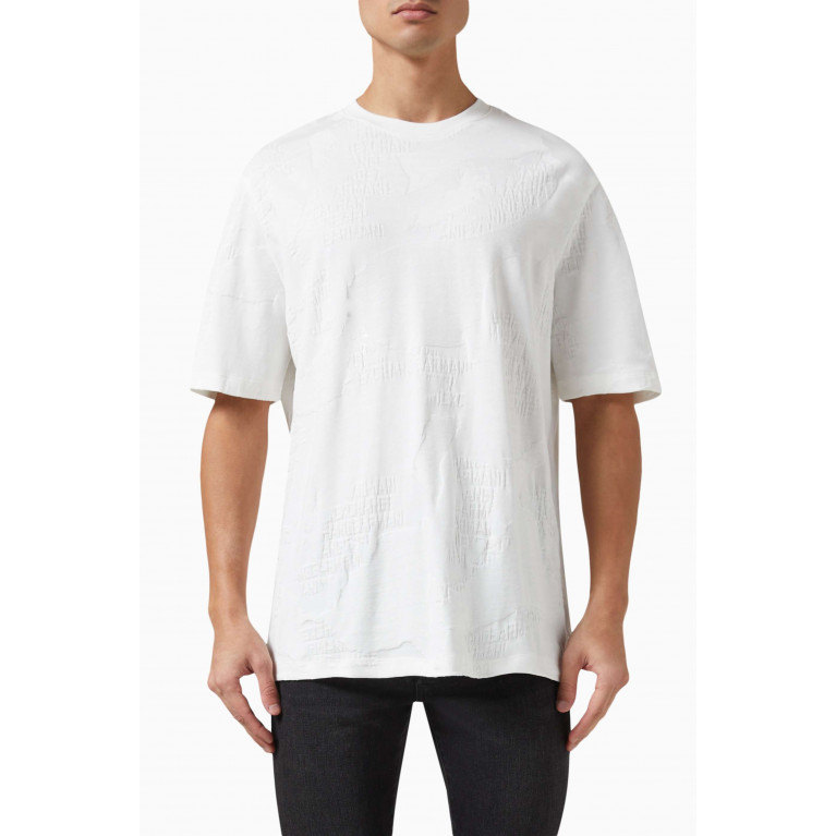 Armani Exchange - All-over Logo T-Shirt in Cotton Jersey Neutral