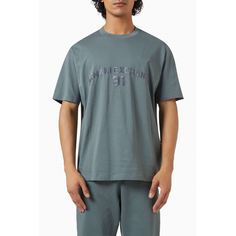 Armani Exchange - Logo-embroidered T-shirt in Cotton Green