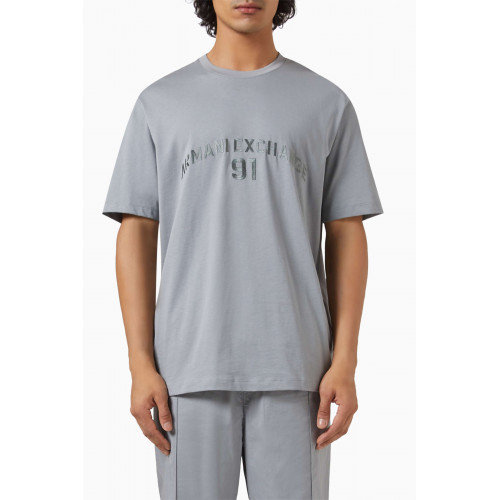 Armani Exchange - Logo-embroidered T-shirt in Cotton Grey