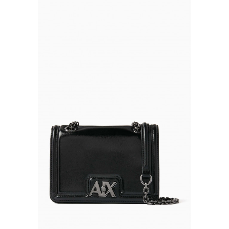 Armani Exchange - Small Madison AX Logo Crossbody Bag in Faux Leather Black