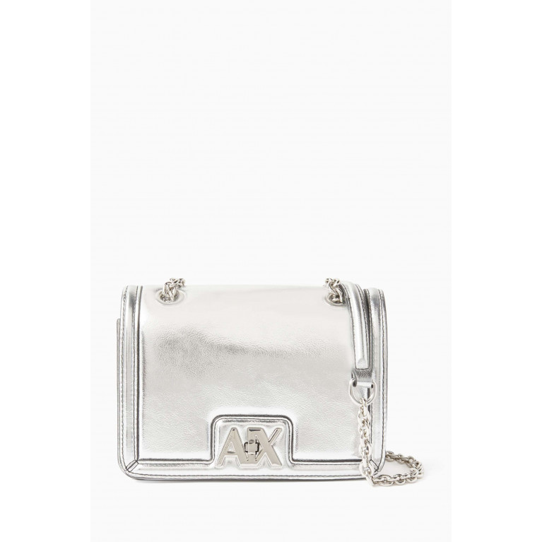 Armani Exchange - Small Madison AX Logo Crossbody Bag in Faux Leather Silver