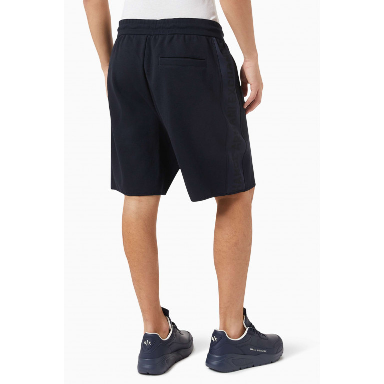 Armani Exchange - Logo-tape Shorts in Cotton-blend Blue