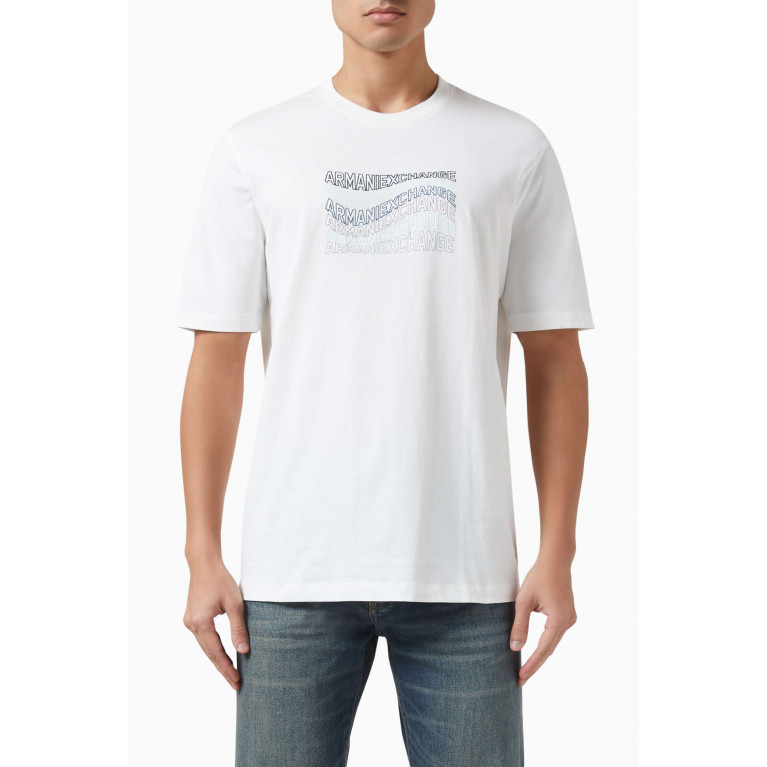 Armani Exchange - Wavy Logo-detail T-shirt in Cotton Neutral