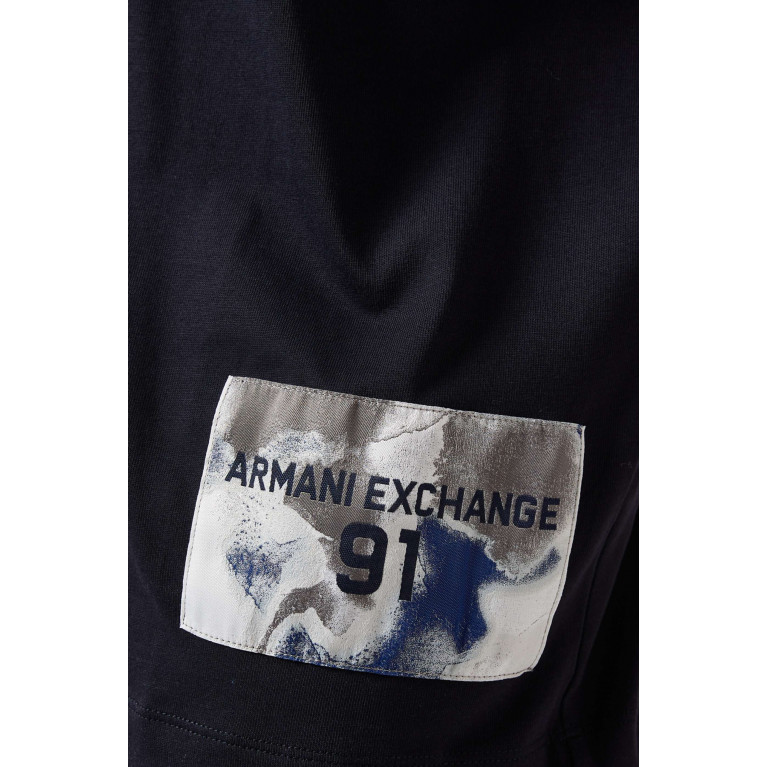 Armani Exchange - Logo-patch T-shirt in Cotton Blue