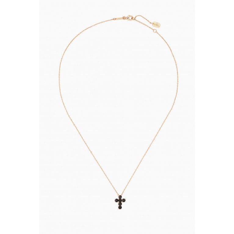 Fergus James - Cross Pendant Black Diamond Necklace in 18kt Rose Gold