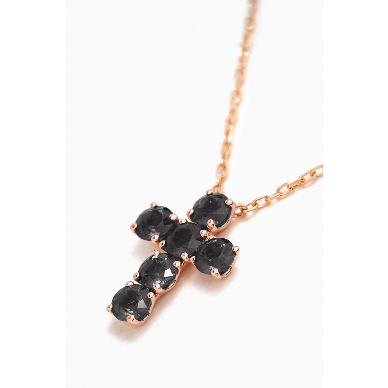 Fergus James - Cross Pendant Black Diamond Necklace in 18kt Rose Gold