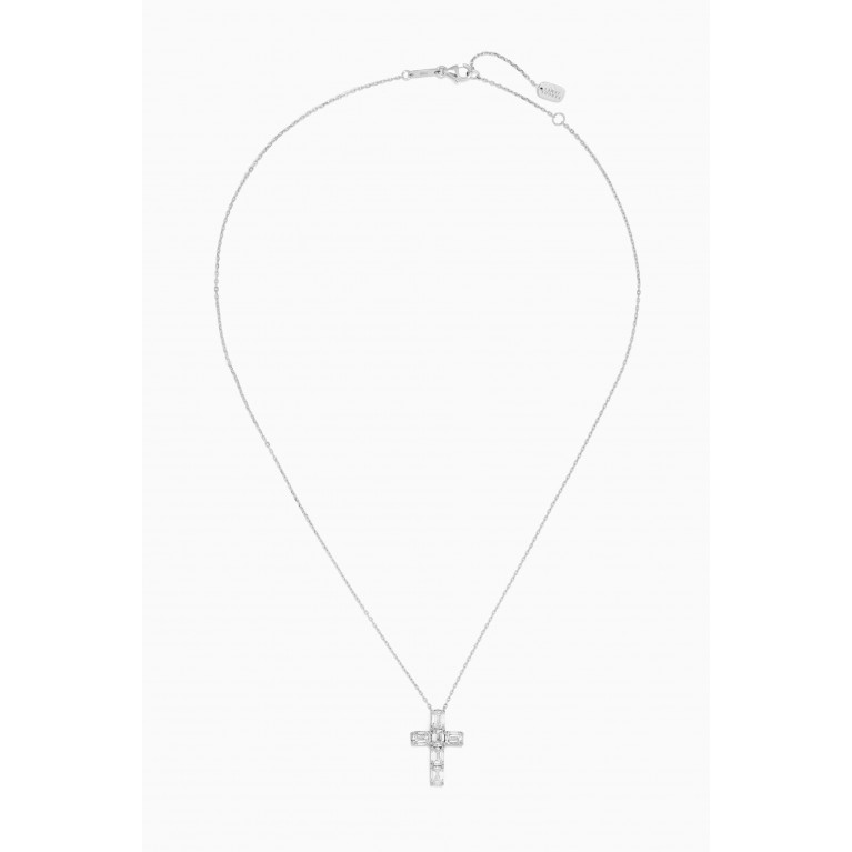 Fergus James - Cross Pendant Emerald-cut Diamond Necklace in 18kt White Gold