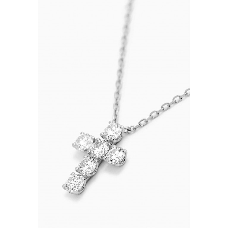 Fergus James - Cross Pendant Diamond Necklace in 18kt White Gold