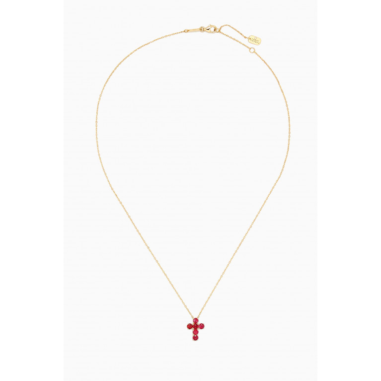 Fergus James - Cross Pendant Ruby Necklace in 18kt Gold