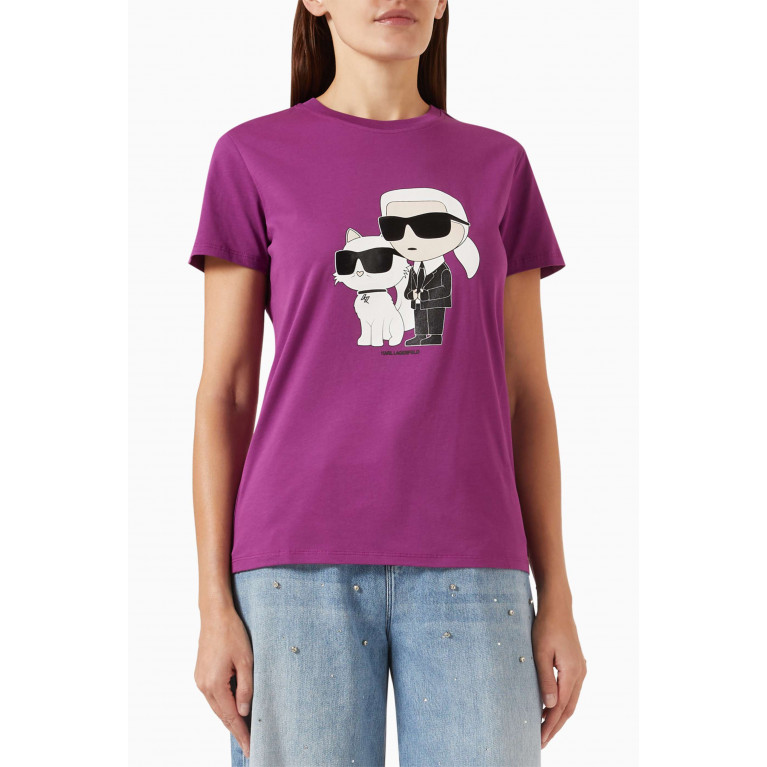 Karl Lagerfeld - Ikonik Karl & Choupette T-shirt in Cotton-jersey