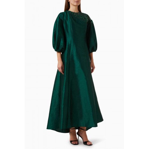 HQ by Homa Q - Bead-embellished Maxi Dress in Raw Silk