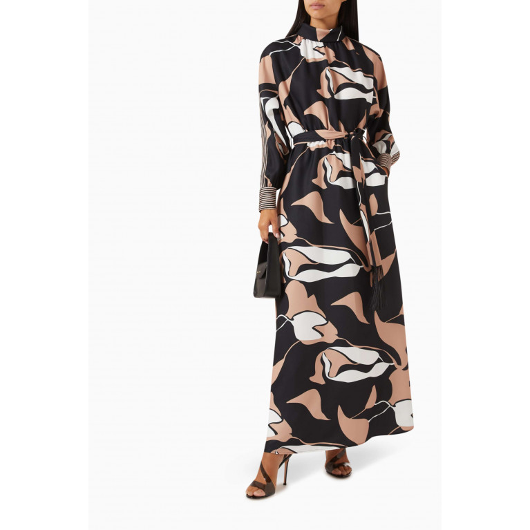 Hukka - Abstract-print Maxi Dress in Satin-crepe