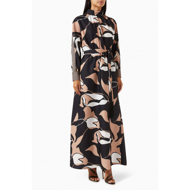 Hukka - Abstract-print Maxi Dress in Satin-crepe