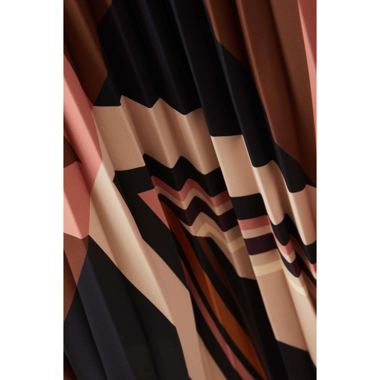 Hukka - Abstract-print Pleated Maxi Skirt