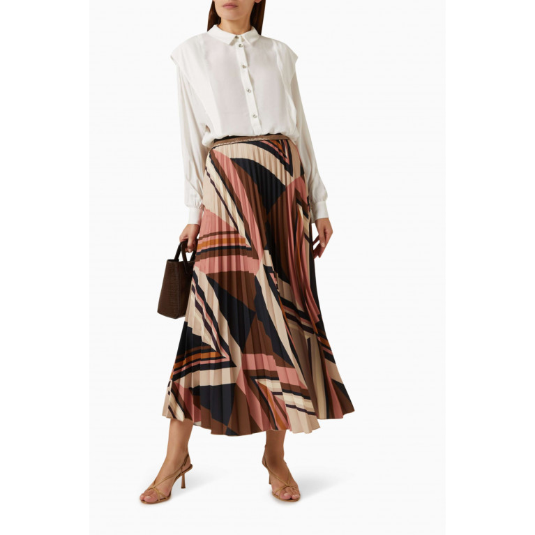 Hukka - Abstract-print Pleated Maxi Skirt