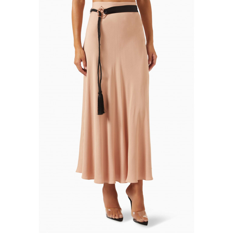 Hukka - High-waist Belted Maxi Skirt in Viscose