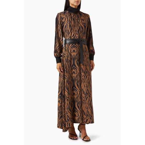 Hukka - Abstract-print Belted Maxi Dress in Viscose