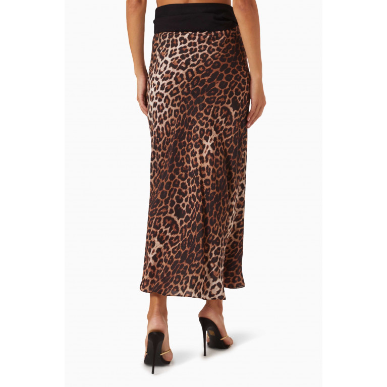 Hukka - Leopard-print Belted Midi Skirt in Viscose