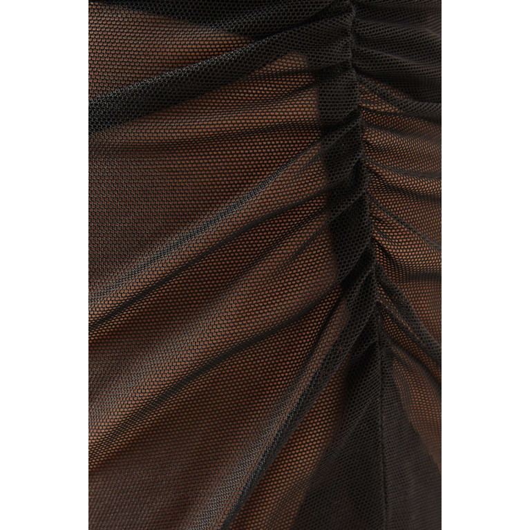 Norma Kamali - Asymmetric Draped Maxi Skirt in Mesh