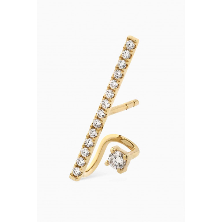 Ouverture - Vertical Pear Diamond Spiral Single Earring in 14kt Gold