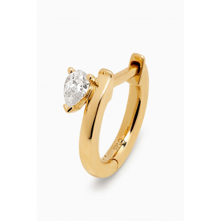 Ouverture - Floating Pear Diamond Single Huggie in 14kt Gold, Right