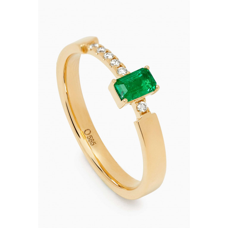 Ouverture - Emerald & Diamond Ring in 14kt Gold