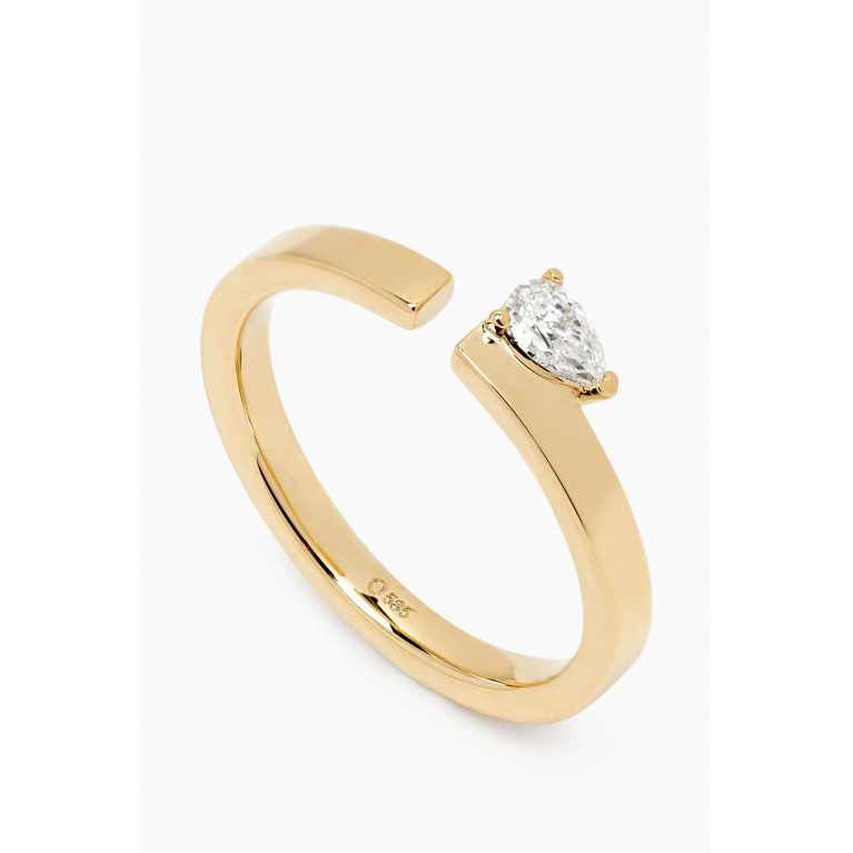Ouverture - Floating Pear Diamond Ring in 14kt Gold