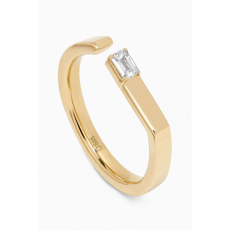 Ouverture - Emerald-cut Diamond Split Bar Ring in 14kt Gold