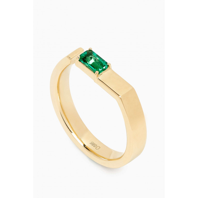 Ouverture - Emerald Split Bar Ring in 14kt Gold