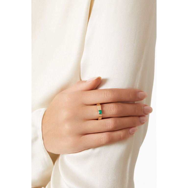 Ouverture - Emerald Split Bar Ring in 14kt Gold