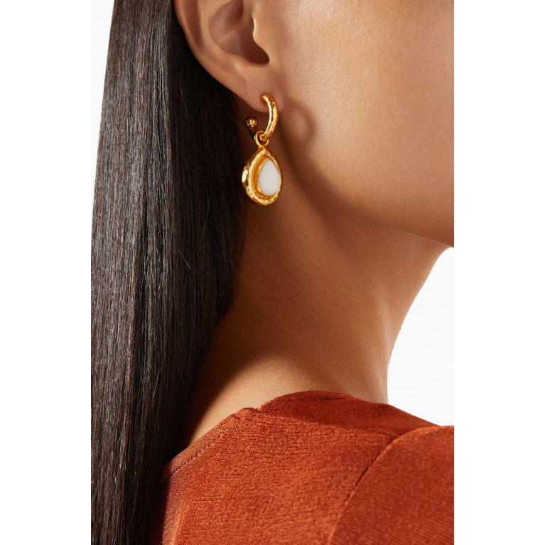 VALÉRE - Ines Stone Drop Earrings in 24kt Gold-plated Brass